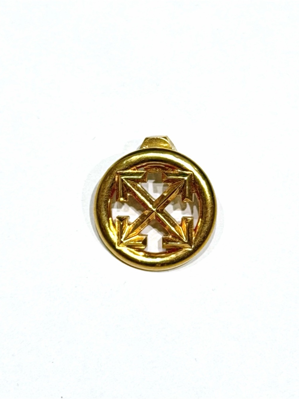Off-White Gold Arrow Cross Round Drop Earring(Single)